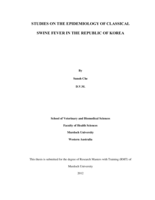Studies on the epidemiology of classical swine fever in the republic of Korea