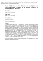 Your Neighbours Are Your Friends": an Investigation into Micro-Geographical Exchanges in the Remote North-West of Australia between 1987-2012