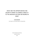 What are the opportunities for solar PV farms to connect directly to the medium voltage networks in NSW