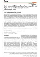 Environmental history of an urban wetland: from degraded colonial resource to nature conservation area