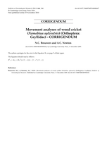 Movement analyses of wood cricket ( Nemobius sylvestris) (Orthoptera: Gryllidae) – CORRIGENDUM