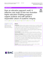 Does an educative approach work? A reflective case study of how two Australian higher education Enabling programs support students and staff uphold a responsible culture of academic integrity