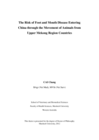 The risk of foot and mouth disease entering China through the movement of animals from Upper Mekong region countries