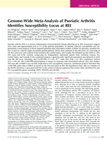 Genome-wide Meta-analysis of psoriatic arthritis identifies susceptibility locus at REL