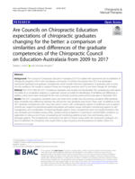Are councils on chiropractic education expectations of chiropractic graduates changing for the better: A comparison of similarities and differences of the graduate competencies of the Chiropractic Council on Education-Australasia from 2009 to 2017