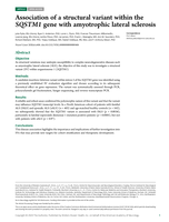 Association of a structural variant within the SQSTM1 gene with amyotrophic lateral sclerosis