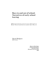 Boys in and out of school: narratives of early school leaving