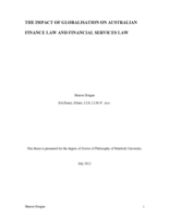 The impact of globalisation on Australian finance law and financial services law