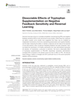 Dissociable effects of Tryptophan supplementation on negative feedback sensitivity and reversal learning