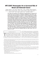 HFE C282Y homozygotes are at increased risk of breast and colorectal cancer
