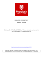 Cecilia M Shelley Western Australian Labour Activist 1893-1986