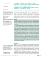 Healing the past by nurturing the future: Aboriginal parents’ views of what helps support recovery from complex trauma