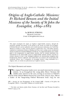 Origins of Anglo-Catholic Missions: Fr Richard Benson and the initial missions of the Society of St John the Evangelist, 1869–1882