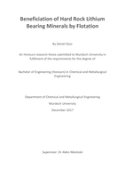 Benefication of hard rock lithium bearing minerals by flotation