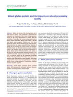 Wheat gluten protein and its impacts on wheat processing quality