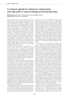 A research agenda for adventure racing events that take place in natural settings and protected areas