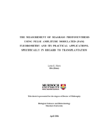 The measurement of seagrass photosynthesis using pulse amplitude modulated (PAM) fluorometry and its practical applications, specifically in regard to transplantation