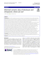 Informed consent, duty of disclosure and chiropractic: Where are we?