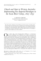 Church and state in Western Australia: Implementing new imperial paradigms in the Swan River Colony, 1827–1857