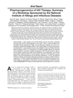 Pharmacogenomics of HIV therapy: Summary of a workshop sponsored by the National Institute of Allergy and Infectious Diseases