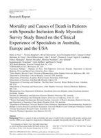 Mortality and causes of death in patients with sporadic inclusion body myositis: Survey study based on the clinical experience of specialists in Australia, Europe and the USA