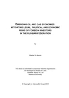 Emerging Oil and Gas Economies: Mitigating Legal, Political and Economic Risks of Foreign Investors in the Russian Federation