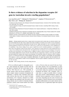 Is there evidence of selection in the dopamine receptor D4 gene in Australian invasive starling populations?