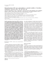 Haemochromatosis HFE gene polymorphisms as potential modifiers of hereditary nonpolyposis colorectal cancer risk and onset age