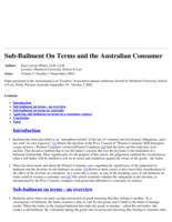 Sub-Bailment on terms and the Australian consumer