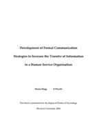 Development of formal communication strategies to increase the transfer of information in a human service organisation