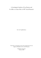A sociological analysis of gay racism and its affect on Asian men in HIV social research