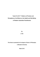 Taoist Tai Chi™: Patterns of practice and perceptions of its effects on the health and Well-being of Western Australian practitioners