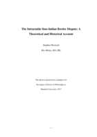 The intractable Sino-Indian border dispute: A theoretical and historical account