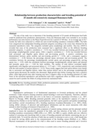 Relationship between production characteristics and breeding potential of 25-month old extensively managed Bonsmara bulls