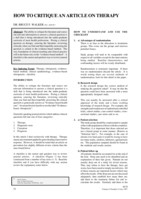 How to critique an article on therapy