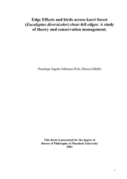 Edge effects and birds across karri forest (Eucalyptus diversicolor) clear-fell edges: a study of theory and conservation management