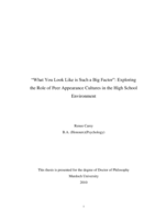 “What you look like is such a big factor”: Exploring the role of peer appearance cultures in the high school environment