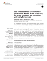 Job embeddedness demonstrates incremental validity when predicting turnover intentions for Australian university employees