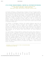 Culture industries: Critical interventions