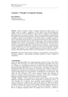 Vygotsky's "Thought" in linguistic meaning