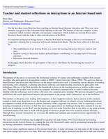 Teacher and student reflections on interactions in an Internet based-unit