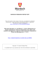 Reflections on impact assessment research scholarship from editor and academic perspectives