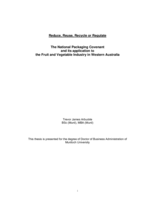 Reduce, reuse, recycle or regulate: the national packaging covenant and its application to the fruit and vegetable industry in Western Australia