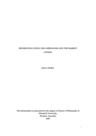 Higher education, Neo-liberalism and the Market Citizen