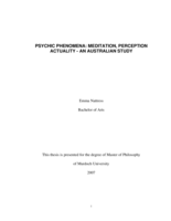 Psychic phenomena: meditation, perception actuality: an Australian study