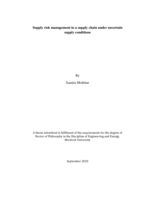 Supply risk management in a supply chain under uncertain supply conditions