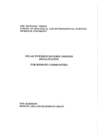 Solar powered reverse osmosis desalination for remote communities