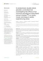 A randomized, double-blind, placebo-controlled trial investigating the effects of an Ocimum tenuiflorum (Holy Basil) extract (HolixerTM) on stress, mood, and sleep in adults experiencing stress