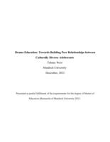 Drama Education: Towards building peer relationships between culturally diverse adolescents
