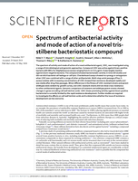 Spectrum of antibacterial activity and mode of action of a novel tris-stilbene bacteriostatic compound
